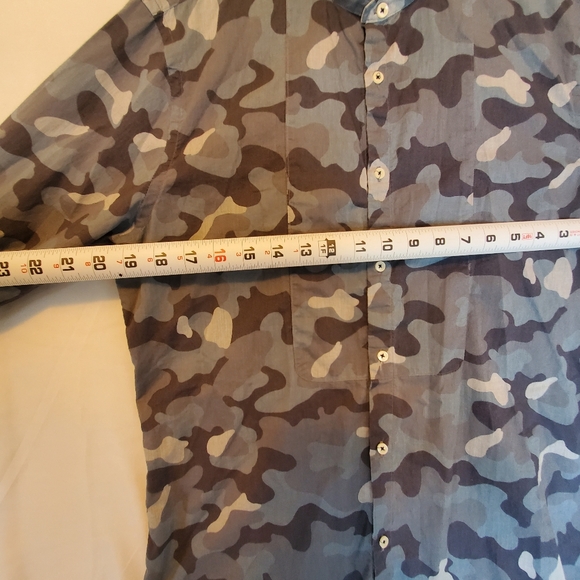 Zara Mens Blue Camouflage Button Down Shirt Size Large - Picture 5 of 6
